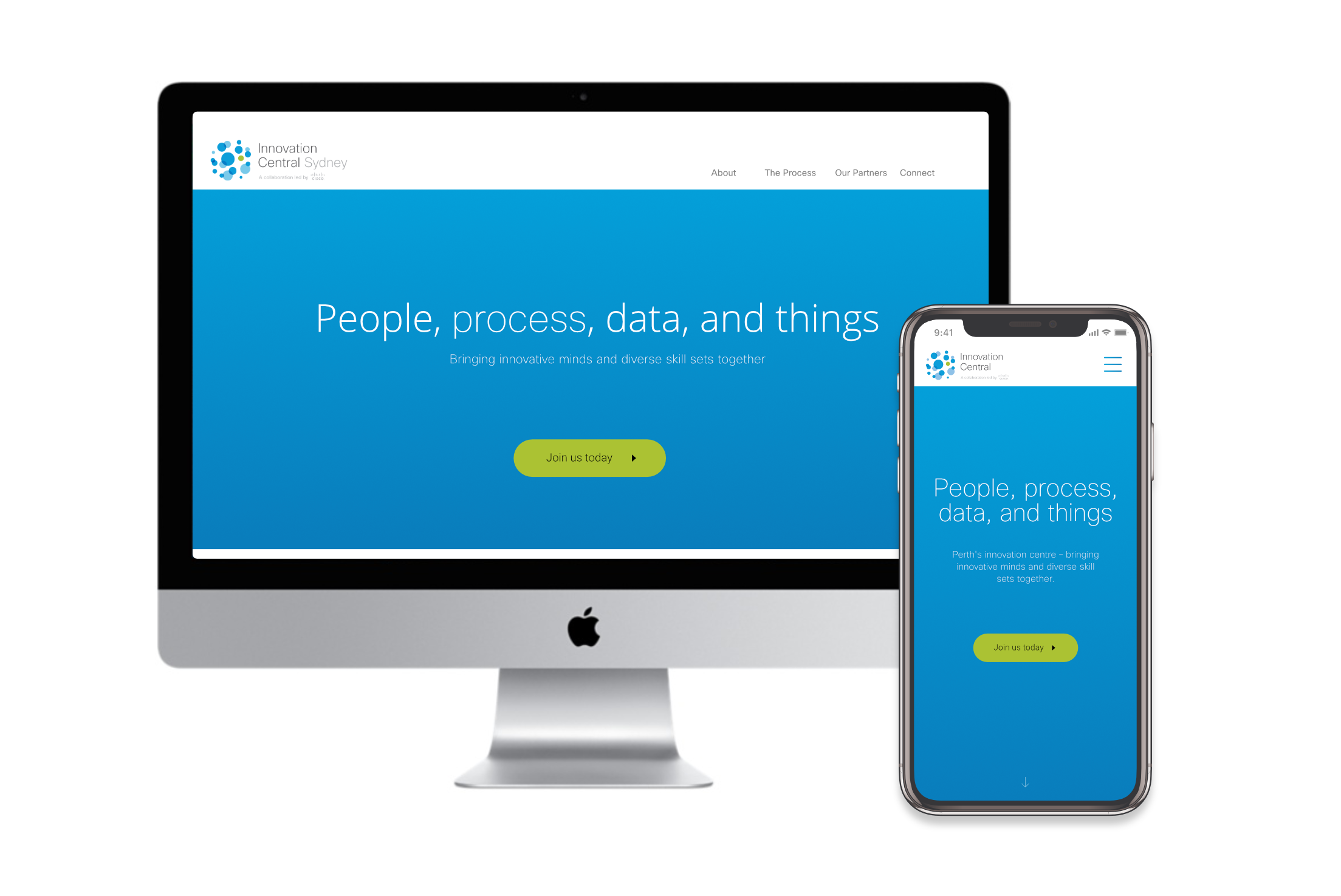 Innovation Central Sydney homepage design on desktop and mobile