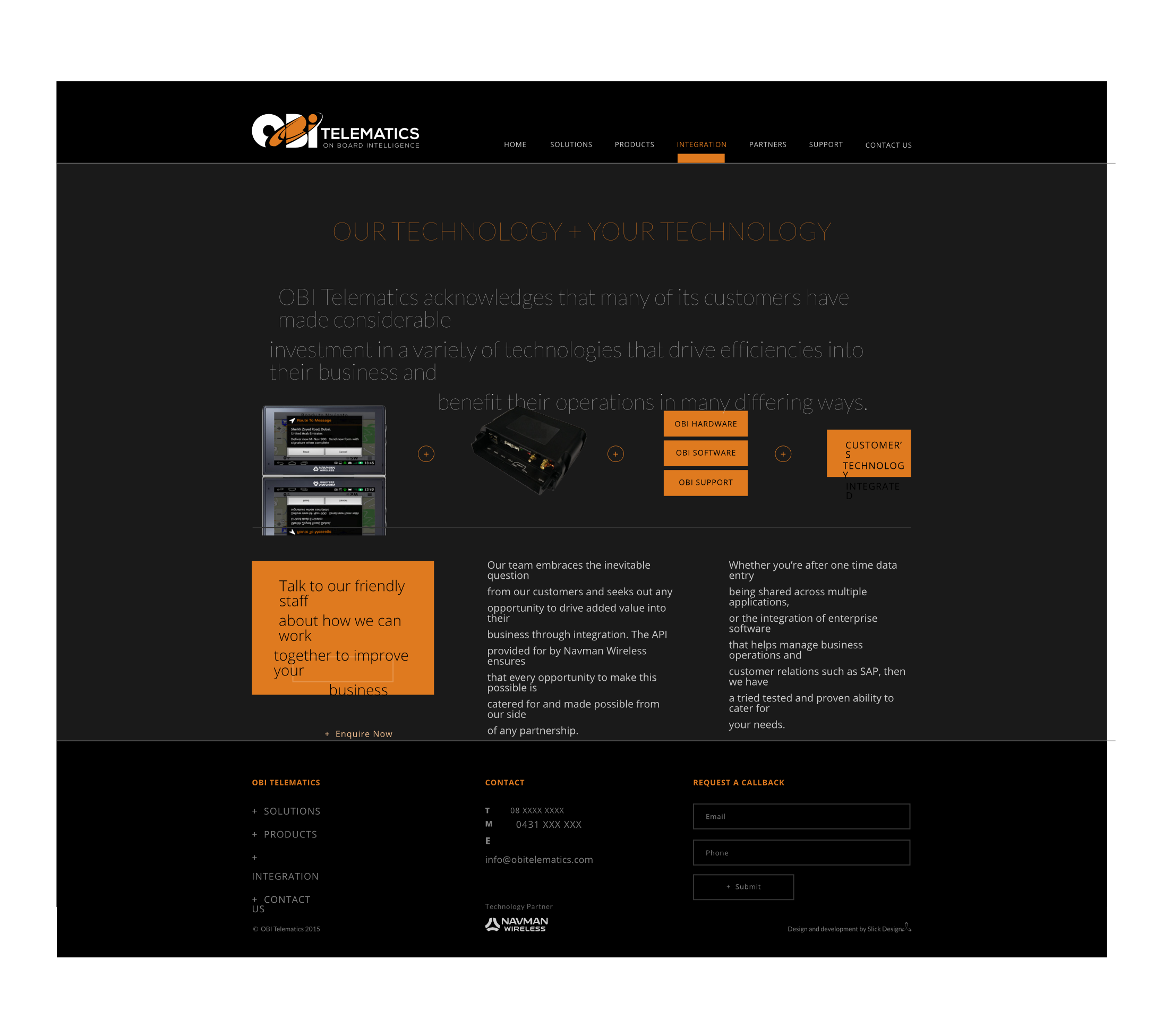 Internal page design for OBI Telematics by Charlotte Clark